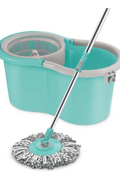 Spotzero by Milton Spin Mop and Bucket with 1 Microfiber Refill - Ace Aqua Green