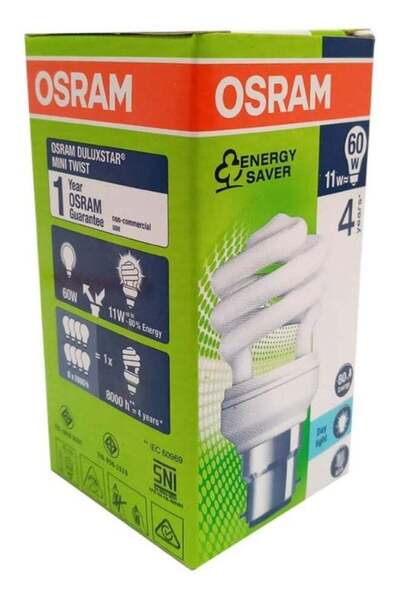 Osram DULUX Superstar Mini TWIST | Fluorescent 11W, Pin Base B22d, Daylight