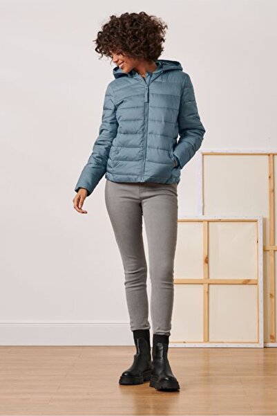 Tchibo Women Quilted Puffer Jacket, Dusty Blue