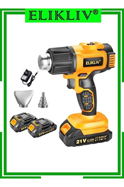 Elikliv مسدس هواء ساخن لاسلكي يعمل ببطارية 21 فولت مع 3 فوهات، درجة حرارة 550...