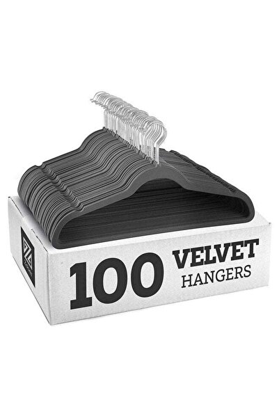 ZOBER Nonslip Velvet Hangers - Ultrathin Space-Saving (Pack of 100)