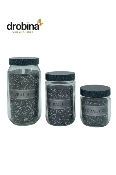 drobina Dropina 0.5 - 0.750 - 1 Liter Gray Glass Jar Set