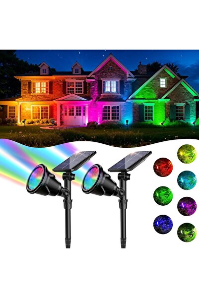 Generic ROSHWEY Solar Spot Lights Outdoor, 7 Colors, Waterproof Landscape Spotlight - 2 Pack