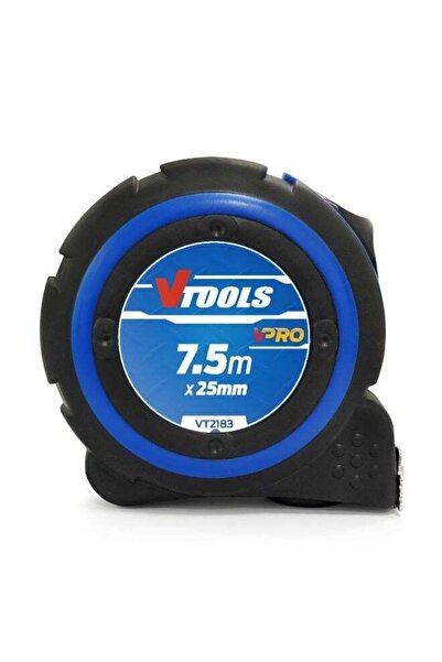 VTOOLS شريط قياس ذاتي القفل بطول 7.5 متر مزود بخطاف مغناطيسي في طرفه