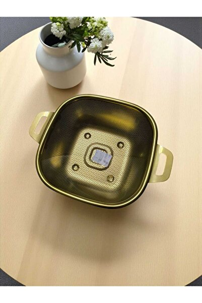 CEPHOME Gold Paslanmaz Çelik Kare Süzgeç - Metal Meyve Sebze Yıkama ve Sunum ...