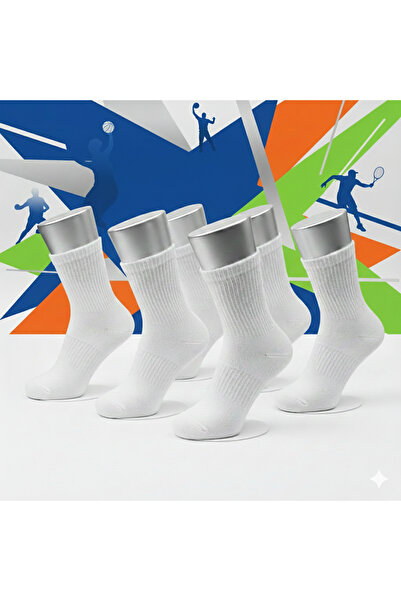 socksbox Șosete albe de tenis Șosete sport din bumbac unisex/6 perechi