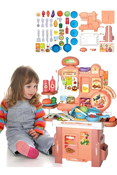 Generic 46Pcs Kitchen Playset Pretend Play Toys with Simulated Food, Pots and Pans