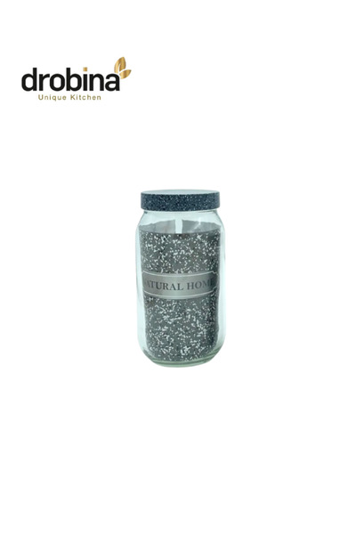 drobina 1 liter plain gray glass jar