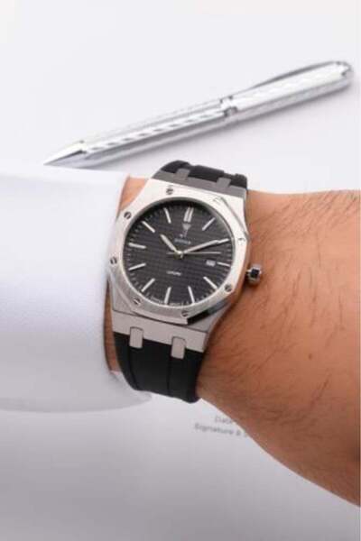 JOİNER Men's JO 14330 Watch - Black Rubber Strap, Black Dial