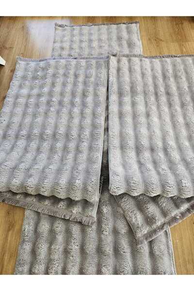 AKSU BUBBLE peluş lüx modern kaymaz taban yıkanabilir yatak odası antre hol halısı saçaklı 80x250-80x150