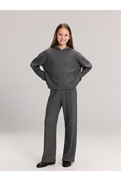 LC Waikiki Anthracite Hooded girls' sweatshirt and sweatpants