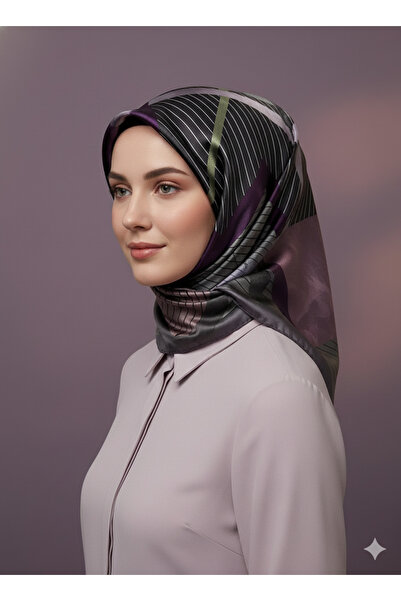 Levidor 90X90 Silk-Look Purple Scarf – Non-Slip Twill Stylish Design