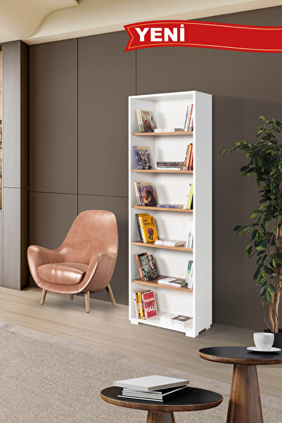 Evmo Home 8121 EVM Kitaplık , 6 Bölmeli , 5 Raflı , Beyaz - Söğüt , Ofis , Ça...