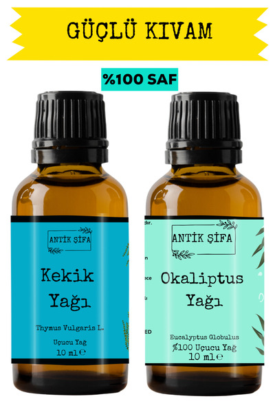 Antik Şifa Kekik Yağı ve Okaliptüs Uçucu Yağı (10ml+10 ml) - %100 Saf Okalipt...