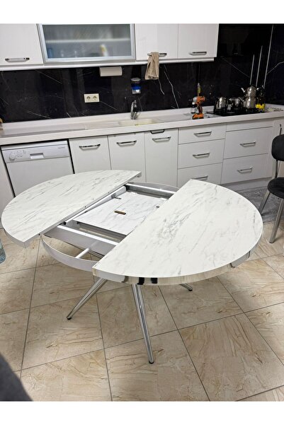 ELEN HOME Elips Yuvarlak Açılır Masa Mdf 100x100