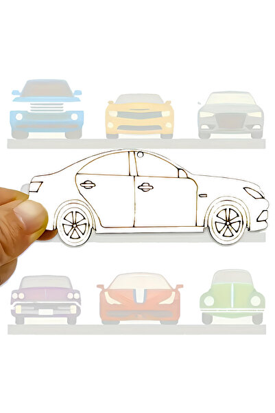 kutuTR زخرفة سيارة بيضاء من الخشب المضغوط للطلاء والديكور 10×4 سم – مطلية من ...