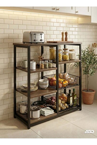 AGD Multi-function Multi-layer Kitchen Storage Rack with Metal Frame and Micr...