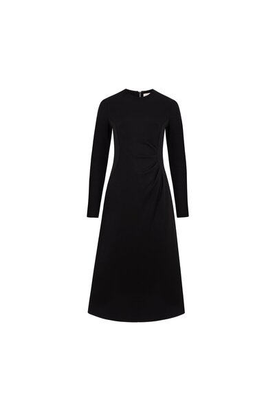 BİRELİN Drapaj Detaylı Örme Elbise Siyah