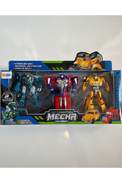 mavi su dünyası Araba Olan Robot Seti 3' lü Transformers Set