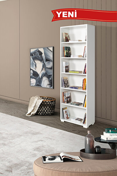 Evmo Home 8124 EVM Kitaplık , 6 Bölmeli , 5 Raflı , Beyaz , Ofis , Çalışma Od...