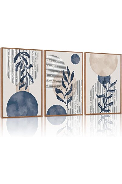 ALAYRA International مجموعة من 3 لوحات فنية تجريدية بسيطة على قماش، مقاس 30×4...