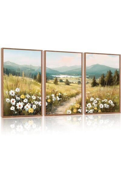 ALAYRA International مجموعة من 3 لوحات فنية تجريدية بسيطة على قماش، مقاس 40 ×...