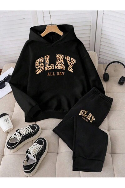 SVART WEAR طقم رياضي للأطفال من Slay مطبوع بغطاء رأس كومبين ألت أب