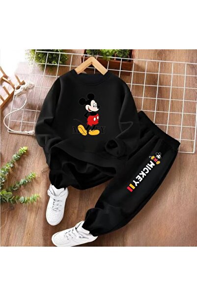 SVART WEAR Mickey Mouse Printed Combination Bottom Top Children's Tracksuit Set