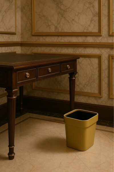 co arma Elegant 10L Plastic Waste Bin — Versatile Design for Bedroom, Bathroom, Office, and Kitchen (Brown