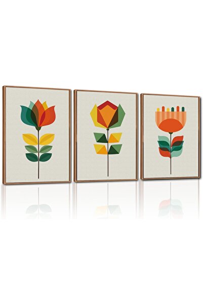 ALAYRA International مجموعة من 3 لوحات فنية تجريدية بسيطة على قماش، مقاس 30×4...