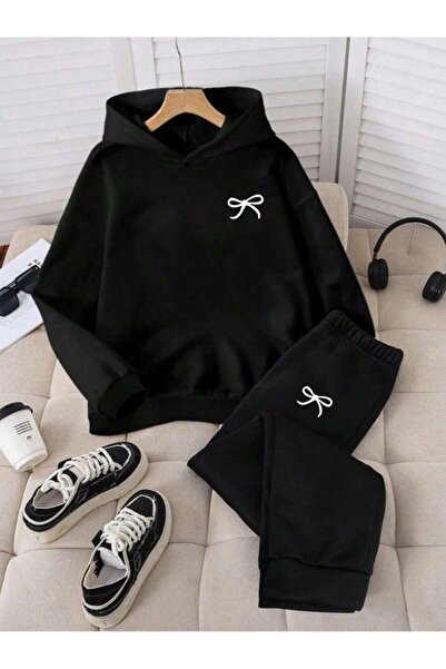 SVART WEAR Σετ παιδικής φόρμας με κουκούλα και στάμπα κορδέλας