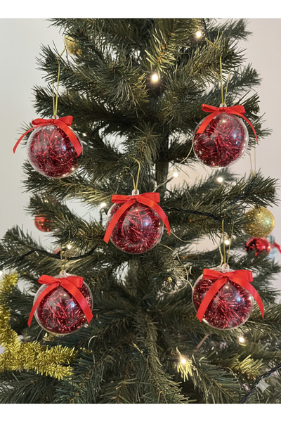 Bonicce Yılbaşı Süsleri, Ağaç Süsü 6 cm Şeffaf top 5 adet