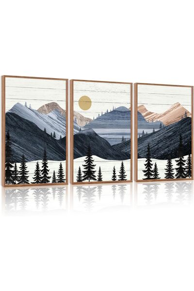 ALAYRA International مجموعة من 3 لوحات فنية تجريدية بسيطة على قماش، مقاس 40 ×...