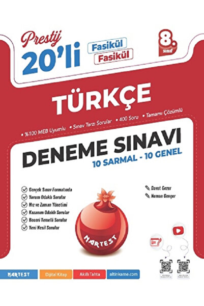 Açı Yayınları 8.Sınıf Nartest Prestij Türkçe 20 Li Deneme Sınavı / Fasikül Fa...