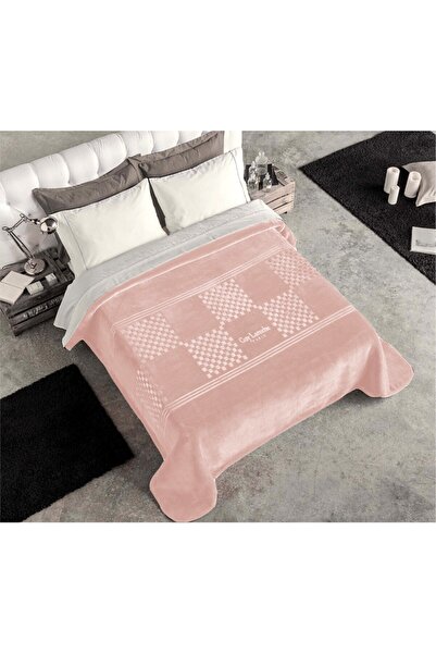 Guy Laroche Caramel color embossed checkered blanket made in Spain (King size 220 x 240)