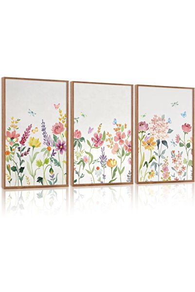 ALAYRA International مجموعة من 3 لوحات فنية تجريدية بسيطة على قماش، مقاس 30×4...