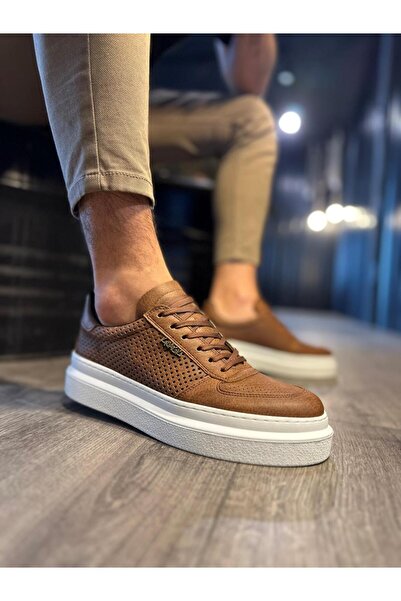 Zapatos حذاء رياضي رجالي يومي برباط من الجلد طراز KN013 CBT - لون أسمر