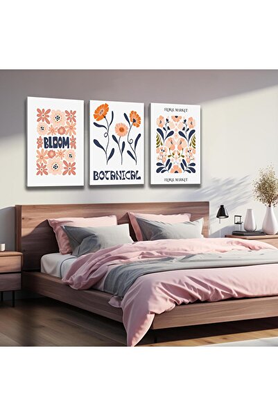 ALAYRA International مجموعة من 3 لوحات فنية تجريدية بسيطة على قماش، مقاس 40 ×...