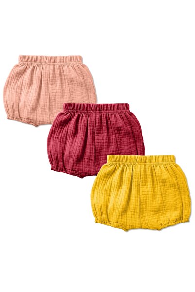 Kidizi Set of 3 double muslin Bloomers Blair shorts 3-6 months curry