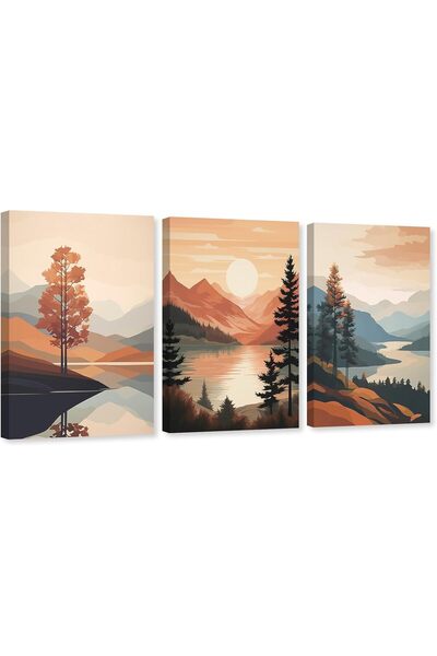 ALAYRA International مجموعة من 3 لوحات فنية تجريدية بسيطة على قماش، مقاس 30×4...