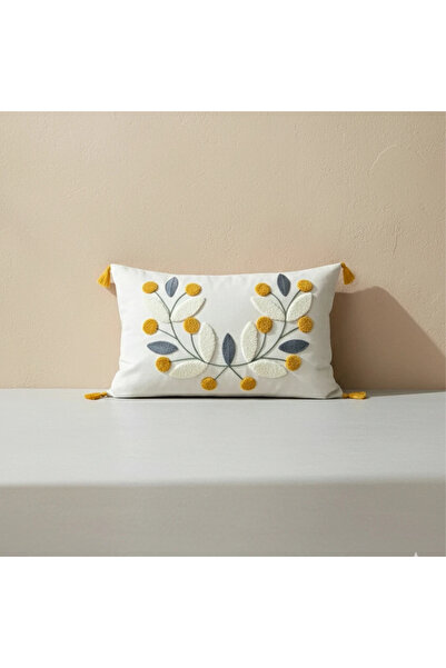 Shopyteks Papatya Bohemian Punch Embroidered Rectangular Throw Pillow Cover (Without Inner Filling)