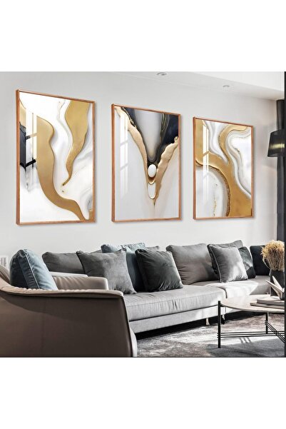 ALAYRA International مجموعة من 3 لوحات فنية تجريدية بسيطة على قماش، مقاس 30×4...