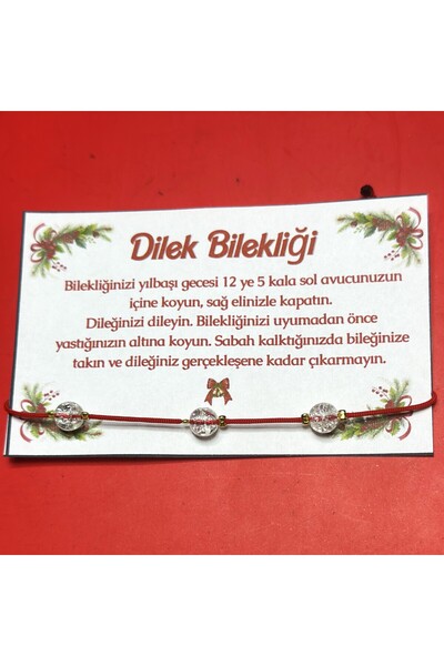 Bonicce Yılbaşı Dilek ve Şans Bilekliği Orjinal necef taşlı Kırmızı ipli