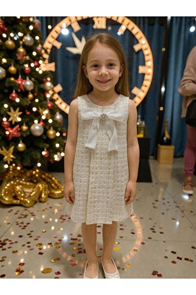 Ugly Duck 04-12 години Шанел Кумаш Елбисе - Беж
