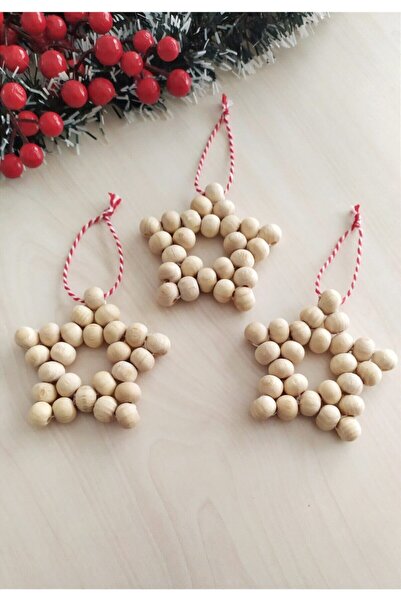 SSCglow Ornament pentru brad de Crăciun 3 bucăți stele din lemn