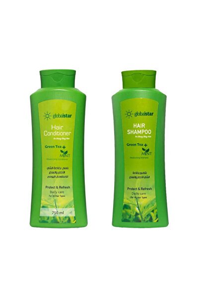 Globalstar مجموعة غلوبال ستار (شامبو وبلسم) 750 مل - شاي أخضر ونعناع