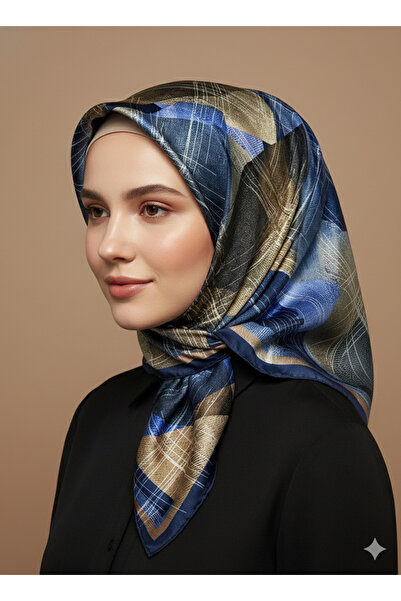 Levidor 90x90 İpek Görünümlü Lacivert Eşarp – Kaymayan Twill Şık Tasarım