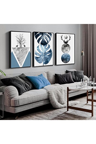 ALAYRA International مجموعة من 3 لوحات فنية تجريدية بسيطة على قماش، مقاس 30×4...