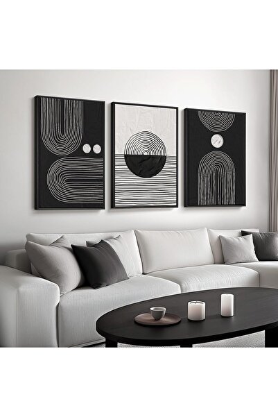 ALAYRA International مجموعة من 3 لوحات فنية تجريدية بسيطة على قماش، مقاس 30×4...