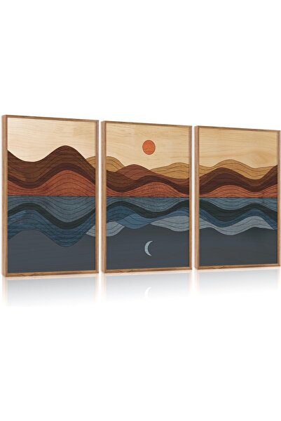 ALAYRA International مجموعة من 3 لوحات فنية تجريدية بسيطة على قماش، مقاس 30×4...